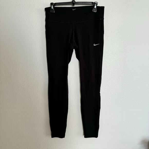 Nike Dri-Fit Tech Running Black Leggings High Rise Pull On Stretch Ankle Sz M - Picture 1 of 8